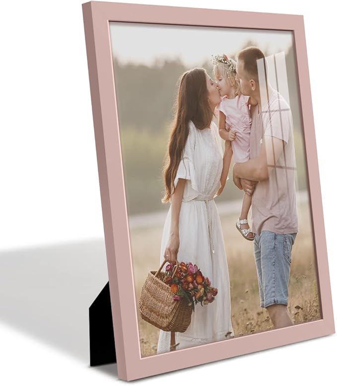 Renditions Gallery 11x14 inch Picture Frame High-end Modern Style, Made of Solid Wood and High Definition Glass Ready for Wall and Tabletop Photo Display, Pink Frame