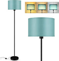 AUQUEE 58" Small Floor Lamp with Foot Pedal Switch, Modern Standing Lamp with Green Linen Shade, Corner Reading Floor Lamps for Bedroom, Office, Apartment & Small Spaces - Black Pole Lamp
