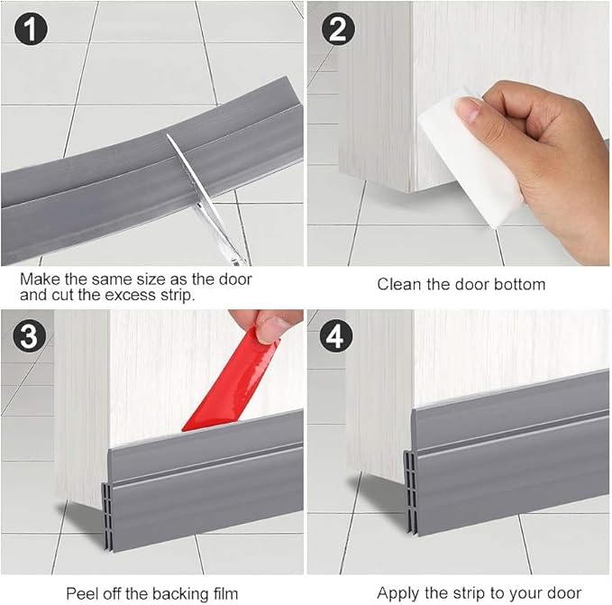 Hojoy 2 Pack Under Door Draft Stopper, Adjustable Door Sweep Anti-Collision