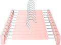 Clothes Pants Hangers, Space-Saving Skirt Holders with 360 ° Swivel Hooks, Adjustable Clips, Trouser Hangers, Clothes Coat Garment Jeans Hangers (10 Pack, Pink)