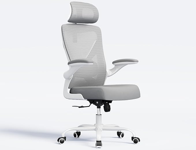 Ergonomic Office Chair - X-Shaped Computer Desk Chair Comfy, Gaming Chair, Office Chair with Lumbar Support, Mesh Office Chairs with Headrests, Desk Chair for Long Hours (White Ash)