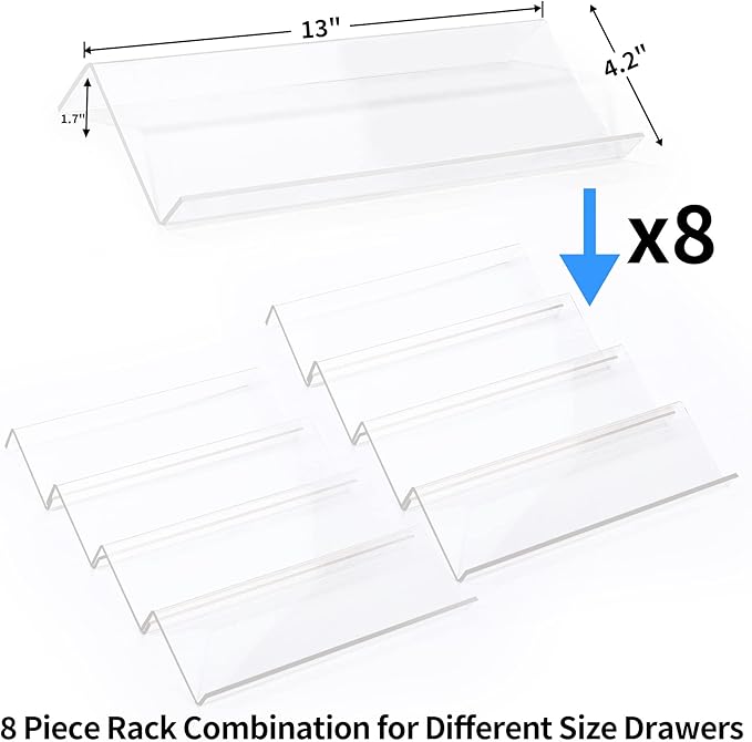 MIUKAA Clear Acrylic Spice Drawer Organizer, 4 Tier- 2 Set Expandable From 13"