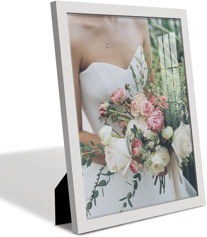 Renditions Gallery 11x14 inch Picture Frame High-end Modern Style, Made of Solid Wood and High Definition Glass Ready for Wall and Tabletop Photo Display, White Frame