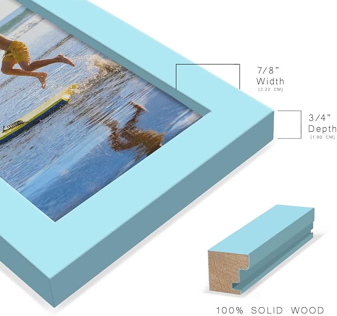 Renditions Gallery 3.5x5 inch Picture Frame High-end Modern Style, Made of Solid Wood and High Definition Glass Ready for Wall and Tabletop Photo Display, Blue Frame