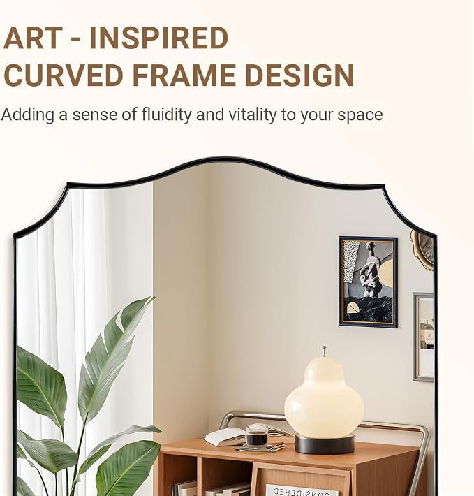 ANDY STAR Chrome Bathroom Mirror, 22x30 Inch Polished Nickel Vanity Mirror, Modern Scalloped Mirror for Bathroom with Anti-Rust Stainless Steel Frame, Hangs Vertical or Horizontal