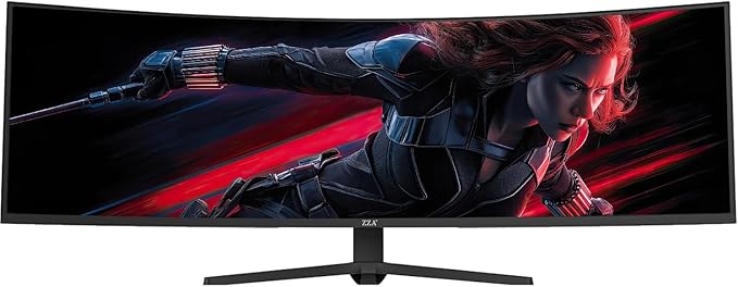 ZZA 49" Curved Gaming Monitor | 5120x1440 Dual QHD, 165Hz/144Hz, 1500R, 32:9 Ultra-Wide, AMD FreeSync, 120% sRGB, Height Adjustable, HDMI 2.1 & DisplayPort 1.4, VESA Mount, Black