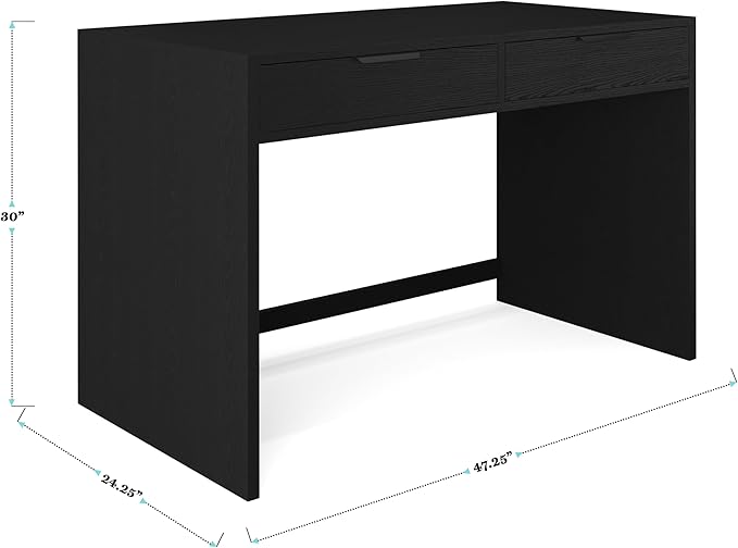 Martha Stewart Kayden Home Office Modular Desk with 2 Drawers in Black with Oil Rubbed Bronze Hardware