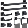 Matte Black 10 Pieces Bathroom Hardware Accessories Set Towel Bar Set Towel Holder Racks Set for Bathroom,SUS304 Stainless Steel,Wall Mounted 16-Inch