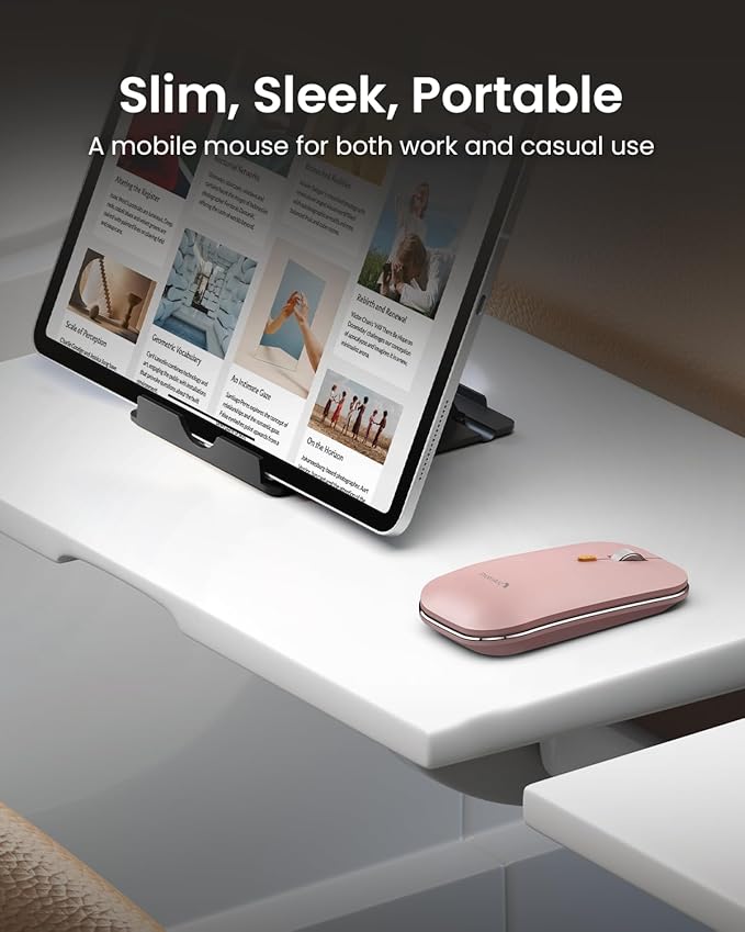 ProtoArc Foldable Keyboard and Mouse, XKM01 True Full-Size Folding Wireless Keyboard Mouse Combo for Business Travel, a Portable Office Suite On-The-Go, Compatible with Laptop iPad Tablet - Pink