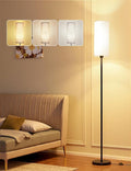 YHW LED Floor Lamp for Living Room with 3 Color Temperatures, Standing Lamp Tall Industrial Reading for Bedroom, Office, 12W LED Bulb, Beige Lampshade Included 68.89‘’