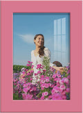 Renditions Gallery 4x6 inch Picture Frame High-end Modern Style, Made of Solid Wood and High Definition Glass Ready for Wall and Tabletop Photo Display, Hot Pink Frame