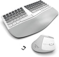 Ergonomic Wireless Keyboard and Mouse Set Creamy Wireless Keyboard Silent Mice Set with Wrist Rest for Computer, Laptop, PC, Mac, Windows