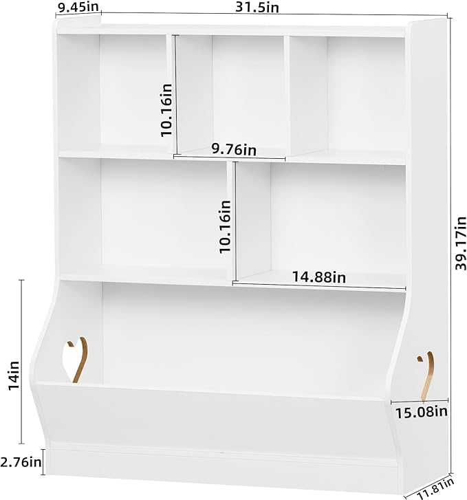 Lerliuo Kids Toy Storage Organizer, 3 Tier Children Small Bookcase and Bookshelf, Toddler 7 Cubby Toy Storage Cabinet, Toy Shelf for Playroom, Bedroom, Living Room, Nursery, School 29.53'' H (White)