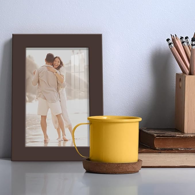 Renditions Gallery 4x6 inch Picture Frame High-end Modern Style, Made of Solid Wood and High Definition Glass Ready for Wall and Tabletop Photo Display, Brown Frame