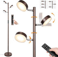 Dimmable LED Floor Lamp with Remote Modern Tall Standing Lamp with 3 Adjustable Heads Light Touch Control 4 Color Temperatures Timer Tree Floor Lamps for Living Room Bedroom Office Reading, Brown