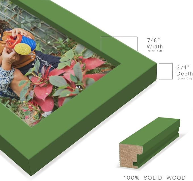 Renditions Gallery 3.5x5 inch Picture Frame High-end Modern Style, Made of Solid Wood and High Definition Glass Ready for Wall and Tabletop Photo Display, Green Frame