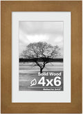 Egofine 4x6 Picture Frame Made of Solid Wood with Plexiglass, Display Pictures 3.5x5 with Mat or 4x6 Without Mat, for Tabletop and Wall Mounting Photo Frame, Light Brown