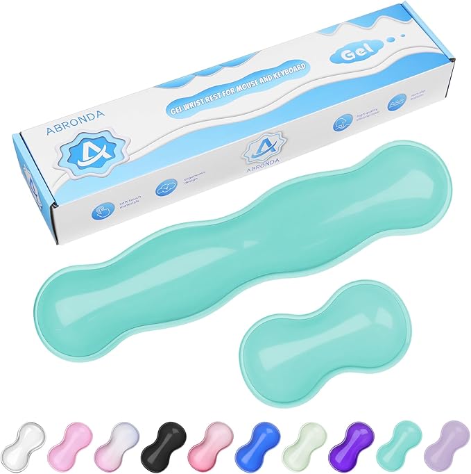 Gel Wrist Rest for Keyboard and Mouse, Wrist Rest for Keyboard, Mouse Wrist Support, Pain Relief, Cool Touch, Non-Skid, Keyboard and Mouse Wrist pad Set