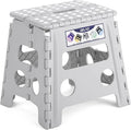 Delxo Folding Step Stool, 13 inch Non-Slip Foldable Stools for Kids & Adults Up to 300 LBS, Step Stool with Handle, Lightweight for Kitchen, Bathroom, Bedroom, Garden, Grey, 1PC