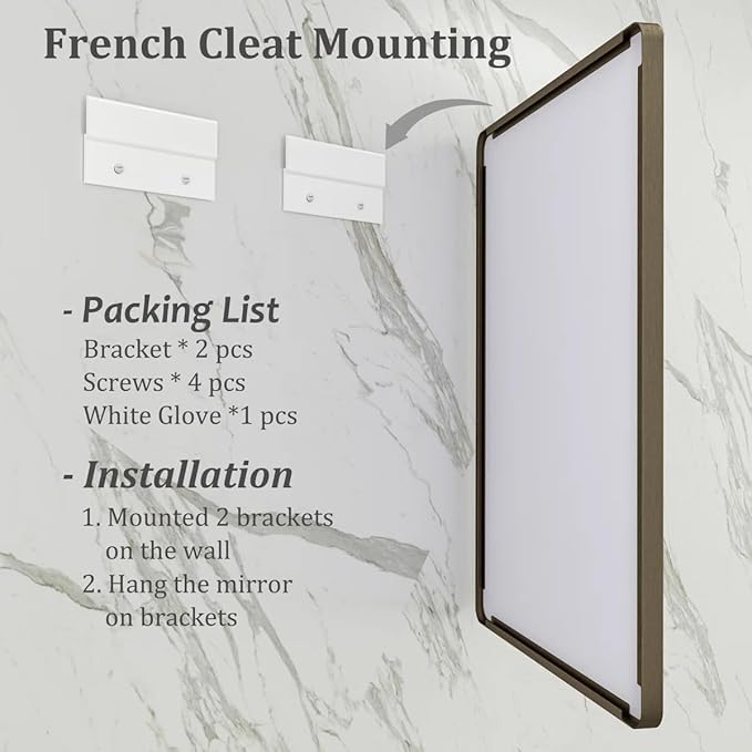 60x40 Bronze Bathroom Mirror, Brushed Bronze Metal Frame Mirrors for Wall, Rounded Rectangle Bronze Mirror for Vanity,Bedroom, Shatterproof, Anti-Rust (Horizontal/Vertical)