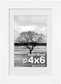 Egofine 4x6 Picture Frame Made of Solid Wood with Plexiglass, Display Pictures 3.5x5 with Mat or 4x6 Without Mat for Tabletop and Wall Mounting, White