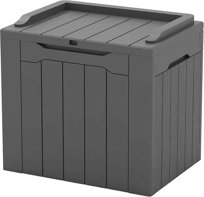 Patiowell 30 Gallon Resin Deck Box, Outdoor Storage Box for Patio Furniture, Deliveries, Pool Supplies,Waterproof and Lockable, Grey