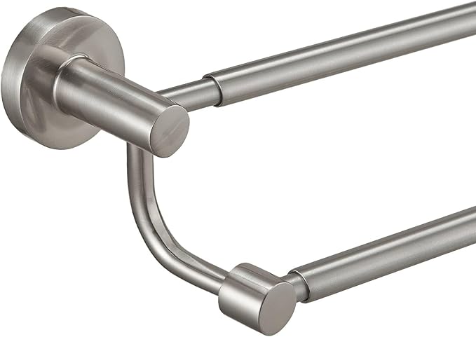 BESy Adjustable 16-26 Inches Double Bath Towel Bar for Bathroom SUS304 Stainless Steel Towel Holder, Hotel Style Wall Mount with Screws Hand Towel Bar Towel Rack Rod Hanger, Brushed Nickel Finish