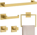 Brushed Gold 5 Pieces Bathroom Hardware Accessories Set Towel Bar Set Towel Holder&Racks Set for Bathroom,SUS304 Stainless Steel,Wall Mounted 16-Inch