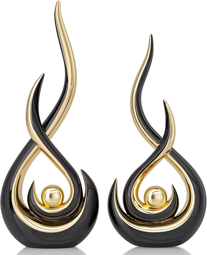 XMGZQ Modern Abstract Art Home Decor Accent,Contemporary Statues Coffee Table Decor for Living Room,Table Centerpieces for Dining Room,Ceramic Sculptures Knick Knacks for TV Stand Show Piece (Black)