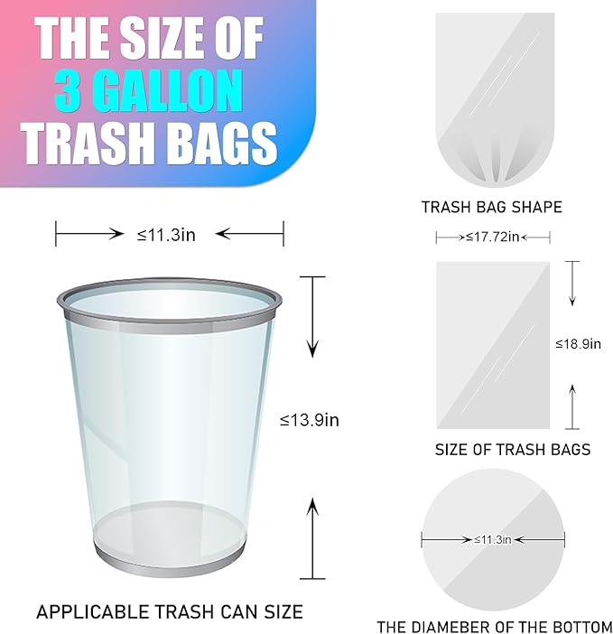 Small Trash Bags 3 Gallon -150 Count Mini Garbage Bags Unscented, 12 Liter