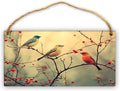 Artistic Retro Bird Wooden Sign, Floral Vintage Art for Home Aesthetics Lovers, 12x6 Inches Wood Decors, Ideal for Boho-Inspired Homes & Garden Spaces