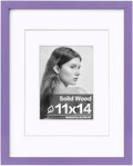 Egofine 11x14 Picture Frame Made of Solid Wood Covered by Plexiglass, Display Pictures 5x7/8x10 with Mat or 11x14 Without Mat for Table Top Display and Wall Mounting Photo Frame, Purple
