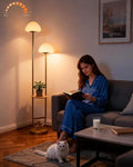 Lightdot 63IN Gold Dimmable Floor Lamp with Table Modern Mid Century Standing Lamps with Bulbs Included Unique Vintage Tall Floor Lamp with 5Lbs Heavy Base for Living Room/Sofa Beside/Corner Decor