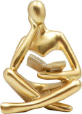 Jinkoozz Gold Reading Women Statue, Thinker Sculptures, Abstract Art Ornament, Modern Aesthetic Figurine Decoration, Suitable for Home Living Room Bedroom Office Shelf Table Desk Bookshelf Decor