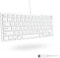 Macally USB Wired Keyboard for Mac and Windows PC - Plug and Play Apple Keyboard with 78 Scissor Switch Keys and 13 Shortcut Keys - Compact & Small That Saves Spaces and Looks Great - White