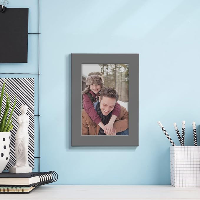 Renditions Gallery 5x7 inch Picture Frame High-end Modern Style, Made of Solid Wood and High Definition Glass Ready for Wall and Tabletop Photo Display, Gray Frame
