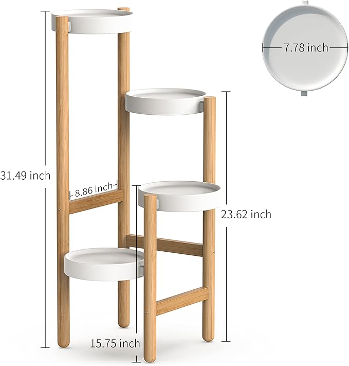 Wisuce Bamboo Plant Stands Indoor, 4 Tier Tall Corner Plant Stand Holder Plant Display Rack for Living Room Bedroom (4 Tier Stand)