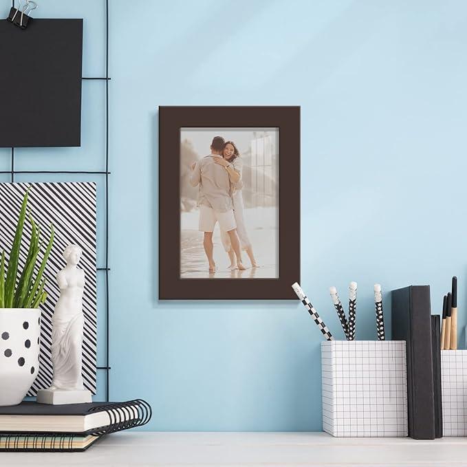 Renditions Gallery 4x6 inch Picture Frame High-end Modern Style, Made of Solid Wood and High Definition Glass Ready for Wall and Tabletop Photo Display, Brown Frame