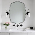 ANDY STAR Matte Black Scalloped Wall Mirror -24x36 Irregular Bathroom Vanity Mirror for Vanity, Living Room & Entryway, Anti Rust Stainless Steel Wall Mount Horizontal or Vertical