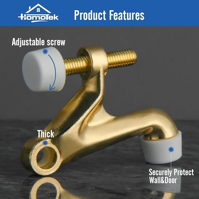 HOMOTEK 4 Pack Hinge Pin Door Stoppers, Adjustable Deluxe Heavy Doorstops
