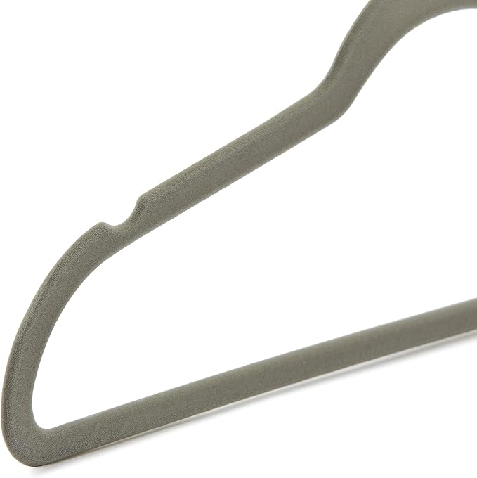 Amazon Basics Slim, Velvet, Non-Slip Suit Clothes Hangers, Gray/Silver - Pack of 50