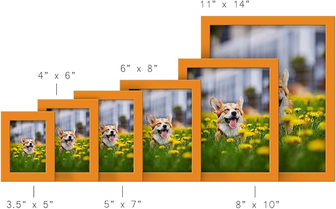 Renditions Gallery 4x6 inch Picture Frame High-end Modern Style, Made of Solid Wood and High Definition Glass Ready for Wall and Tabletop Photo Display, Orange Frame