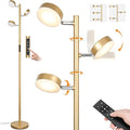 JUNNAI Gold Floor Lamp for Living Room with Remote Modern Tall Standing Lamp Dimmable LED Brass Tree Floor Lamps with 3 Adjustable Heads Touch Control 4 Color Temperatures for Bedroom Office Reading