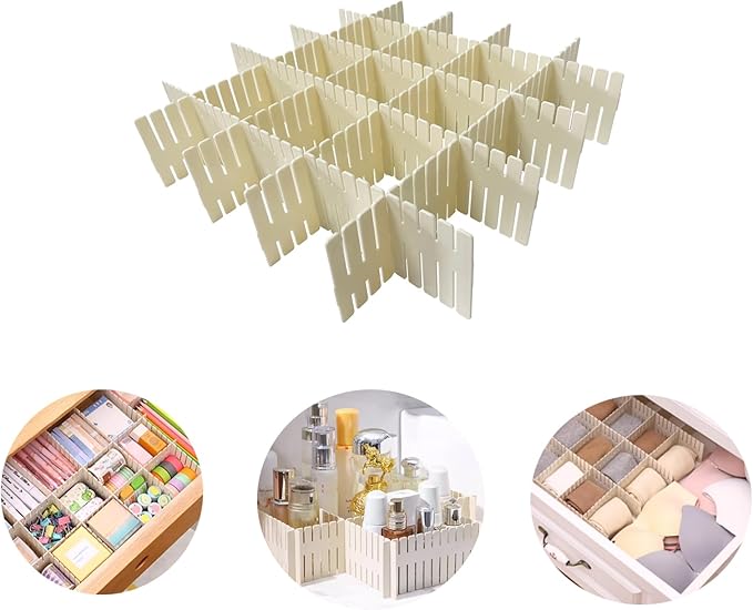 Onerbuy 8pcs Adjustable Grid Drawer Dividers DIY Plastic Closet Separator Tidy