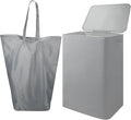 Foldable Laundry Hamper with Lid & Laundry Bag with Drawstring, Portable