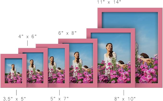 Renditions Gallery 3.5x5 inch Picture Frame High-end Modern Style, Made of Solid Wood and High Definition Glass Ready for Wall and Tabletop Photo Display, Hot Pink Frame
