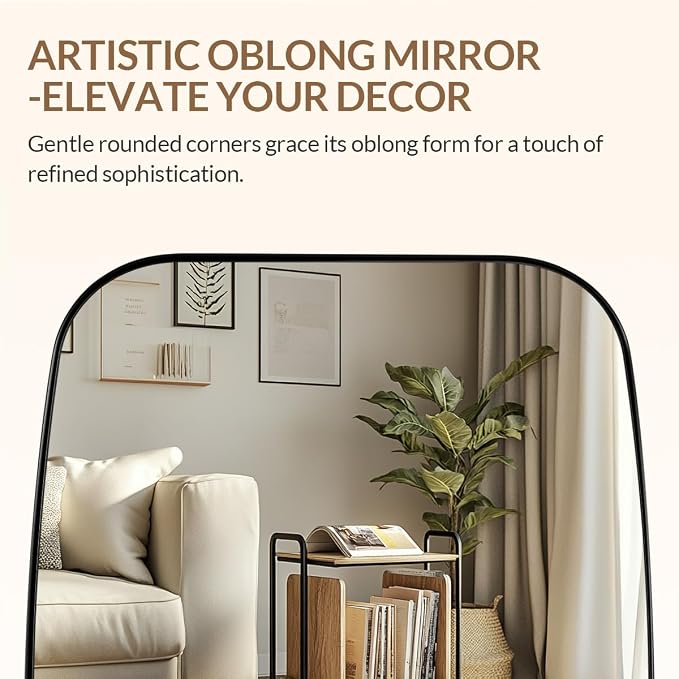 ANDY STAR 30x40” Black Bathroom Mirror, Oblong Vanity Mirror with Stainless Steel Metal Frame, Matte Black Oval Mirror for Over Sink, Modern Anti Rust Wall Mounted