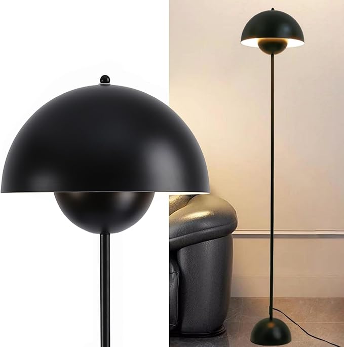 COSYLUX Modern Floor Lamp for Living Room, Industrial Tall Standing Lamp for Bedroom, Metal Shade Reflecting Light Reading Floor Lamp for Office, Nursery Room, Corner(Matte Black)