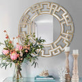 Chende Large Round Mirror, 40'' Modern Living Room Mirrorr with Beveled Glass Edge, Gold Decorative Wall Mirror with Wooden Frame for Dining Room, Entryway, Mantel, Bathroom