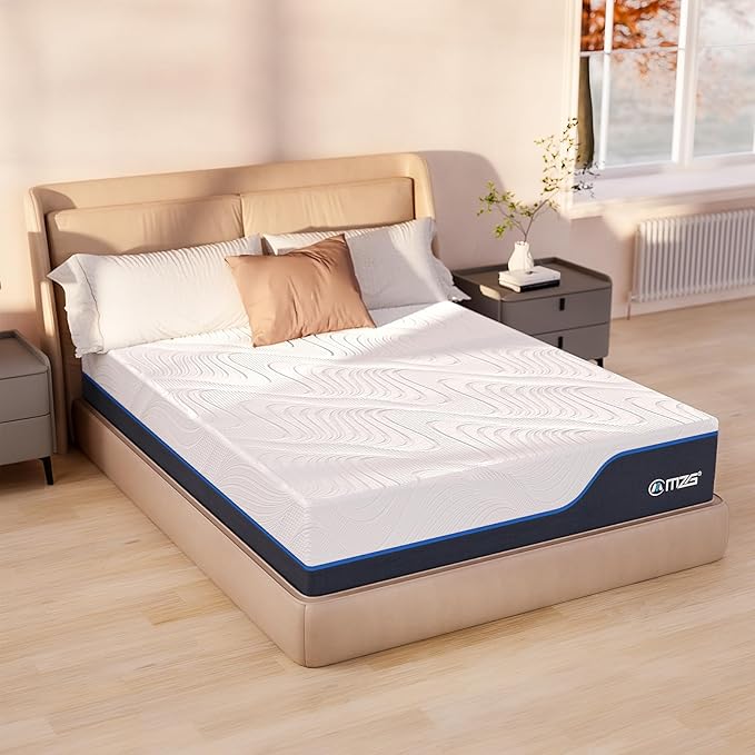 12 Inch Queen Size Plush Hybrid Mattress, Gel-Infused Memory Foam Pillow Top & High-Density White Support Foam, Cooling & Breathable, CertiPUR-US Certified, Mattress in a Box